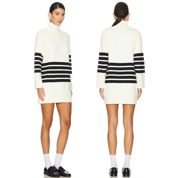 NWT Line & Dot Abbey‎ Sweater Dress Ivory Black Stripe Turtleneck Knit Large - Picture 16 of 16
